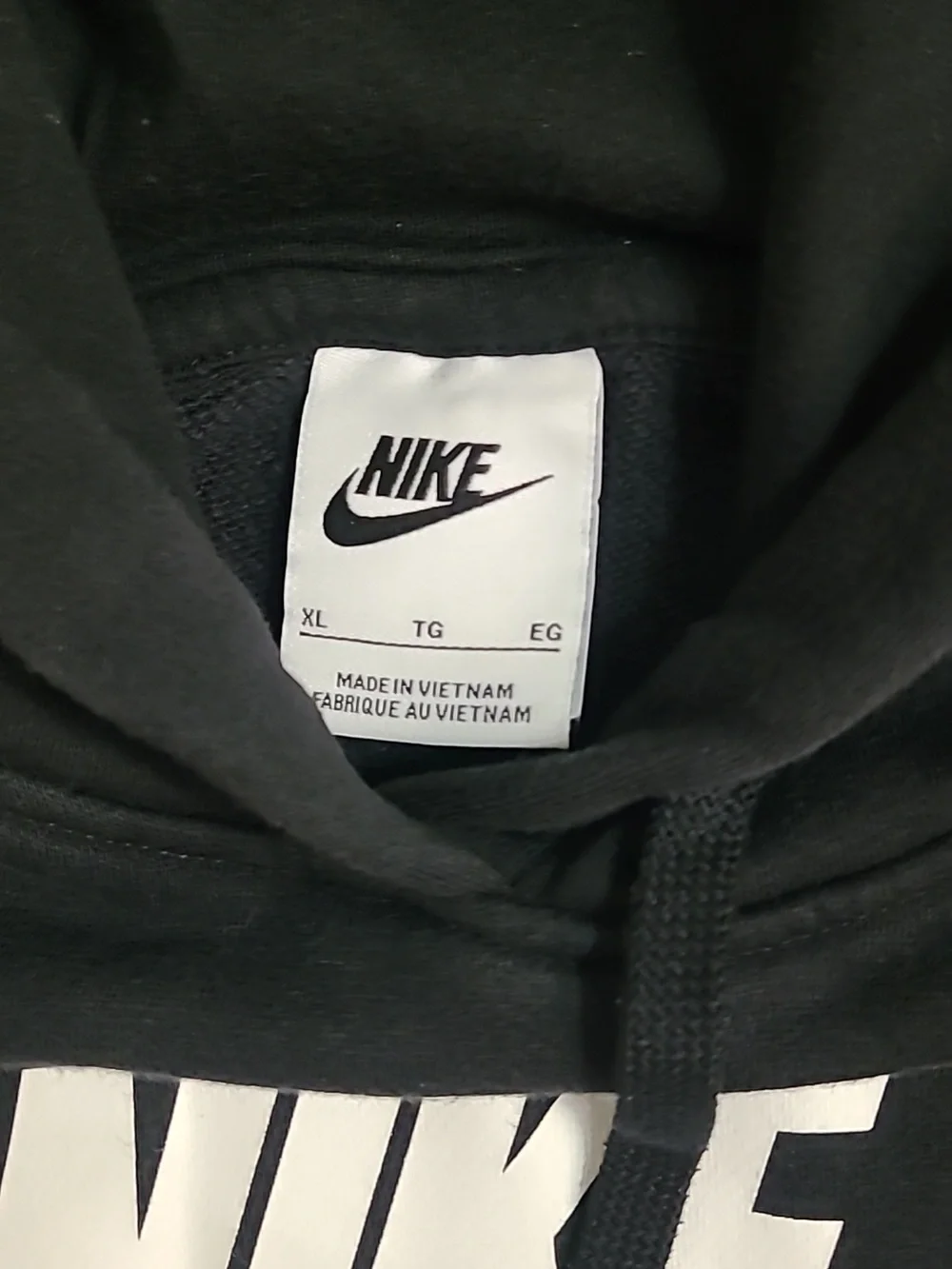 Nike Black Hoodie with White Logo Size Xl Fleece Lining - Picture 2 of 7